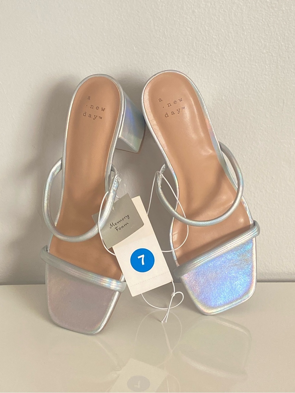 a new day Holographic Metalic Strappy Block Heel Sandal - Picture 4 of 8